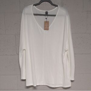 SHEIN Curve White V-Neck Relaxed Top Size 3XL, NWT